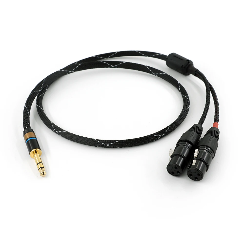 Hi-end аудио кабель 6,5 мм TRS к XLR Y-сплиттер для микрофона 6N OFC 6,5 мм стерео к 2 XLR адаптер 6,35 штекер Шнур кабель