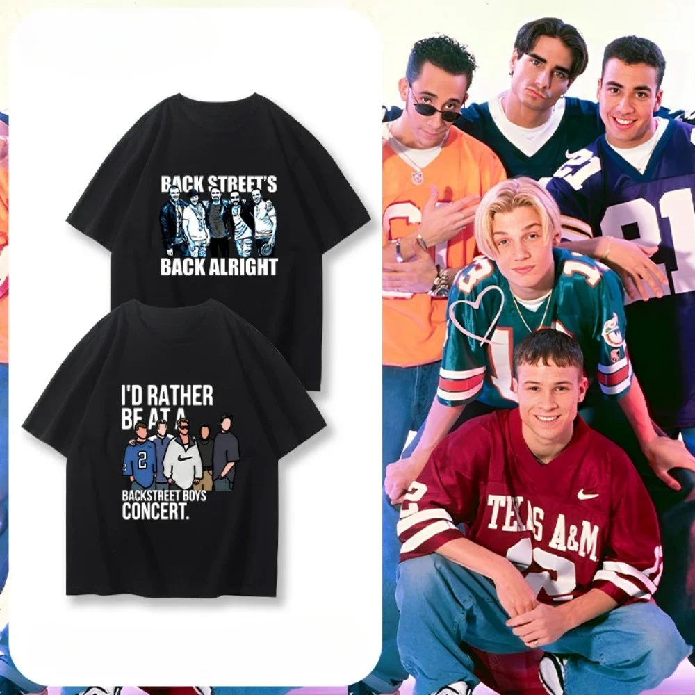 

2025 New Backstreet Boys Short Sleeve Men's Summer Vintage American Vintage Loose Cotton T-shirt Couple