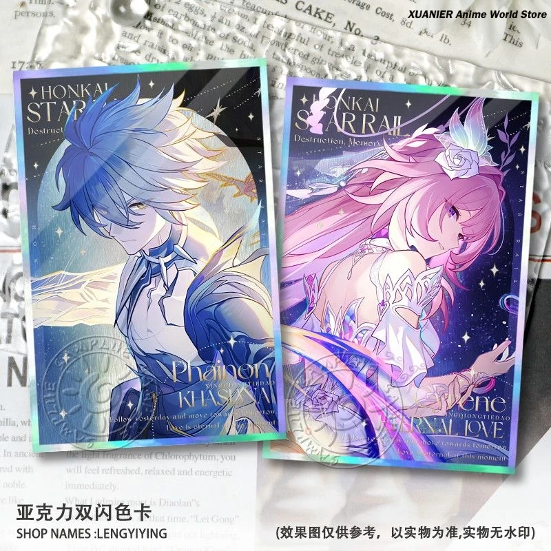 Anime Cyrene Anaxa Acrylic Colored Paper Game Honkai：Star Rail Laser Shikishi Cosplay Double Flash Ornament Signature Card