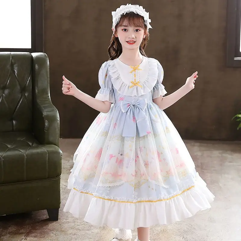 Princess Children's Lolita Spring and Autumn 2024 New Girls' Dress Disney