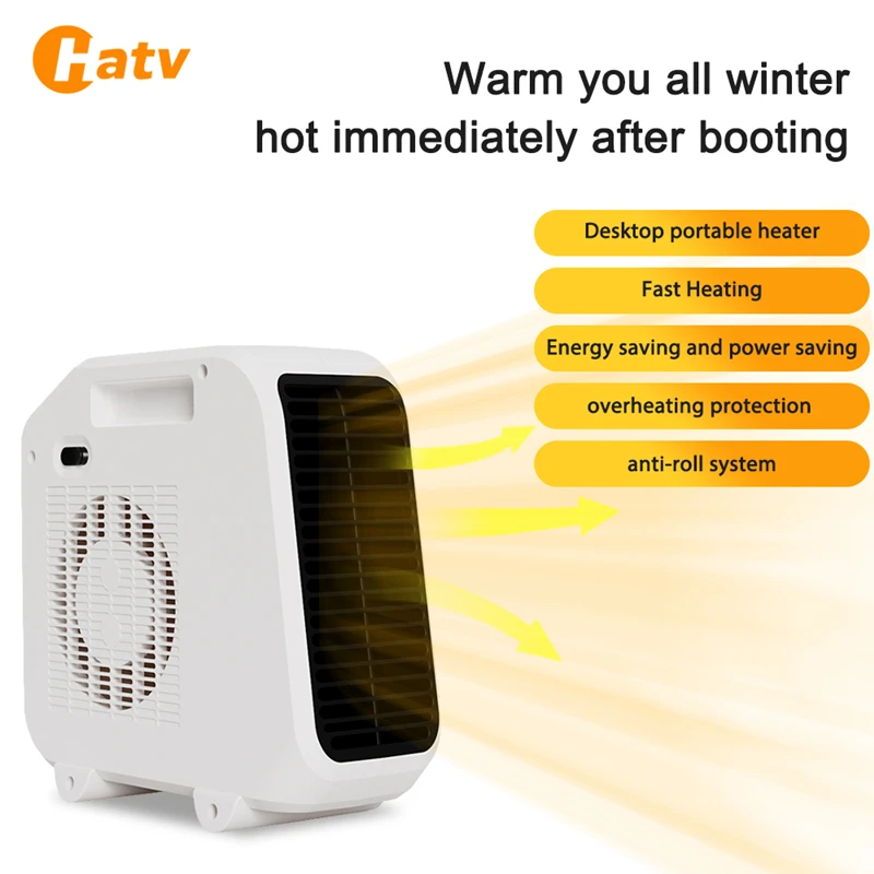 Портативный Настольный обогреватель вентилятора HATV Электрический мини обогреватель обогреватель для дома	800 Вт, Мгновенное нагревание, защита от перегрева, бесшумная воздуходувка
