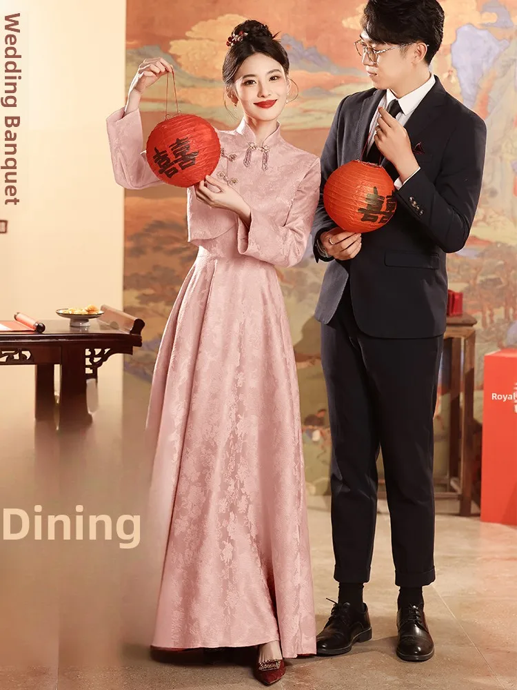 

Pink Wedding Dr New Chinese Sle 2026 New Cusized Ceremony Dr Skirt for Bridal Tea Serving Evening Wear