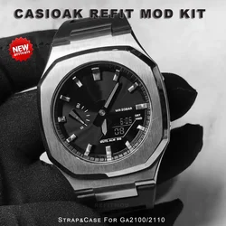 luxury Nautilus Style Casioak For GA2100 GAB2100 Mod Kit Set of GA2110 Refit Kit Stainless Steel Metal Case Bezel Rubber Strap