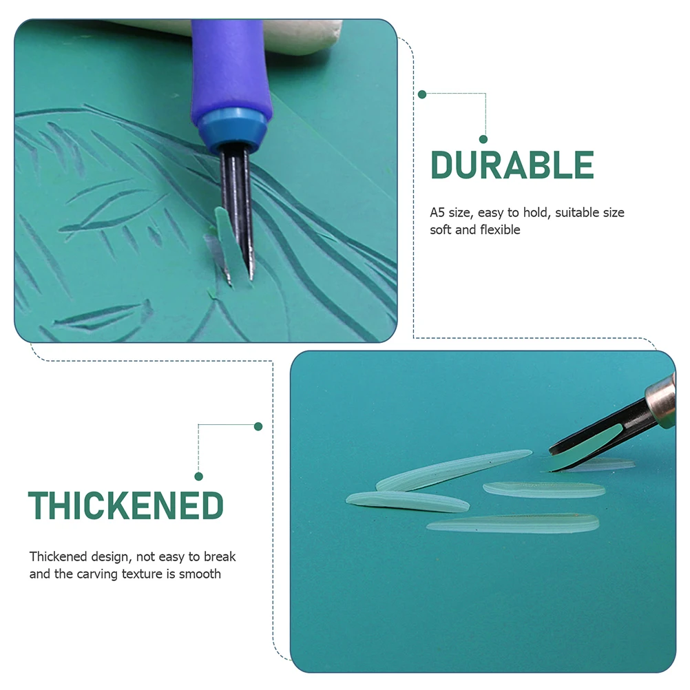 

6pcs Children Printmaking Rubber Sheets A5 Carving Tools Engraving Plates Materials Durable Craftsmanship