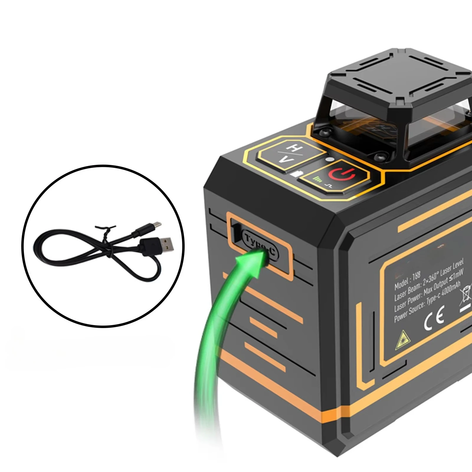 جودة عالية صغيرة 2D 360 درجة شعاع أخضر 8 خطوط مستوى ليزر دوار ذاتي التسوية