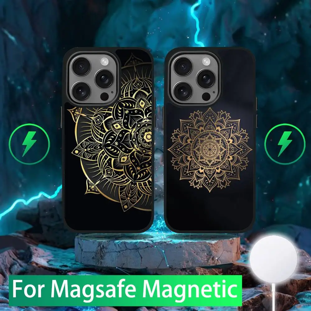 

Indian Floral Henna Mandala Phone Case For iPhone 16,15,14,13,12,11,Pro,Max,Plus,Mini,SE New Magsafe Magnetic Wireless Charging