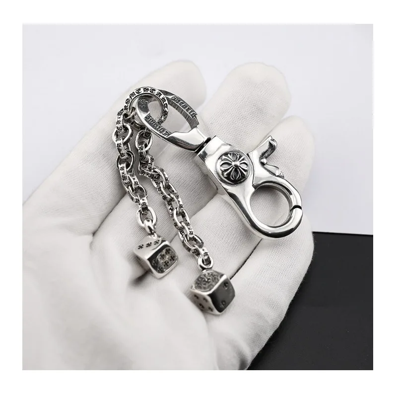 

New Tide Xuan Luo Xin Cross Dice Personalized Keychain Retro Men's Fashion Thai Silver Dice Keychain