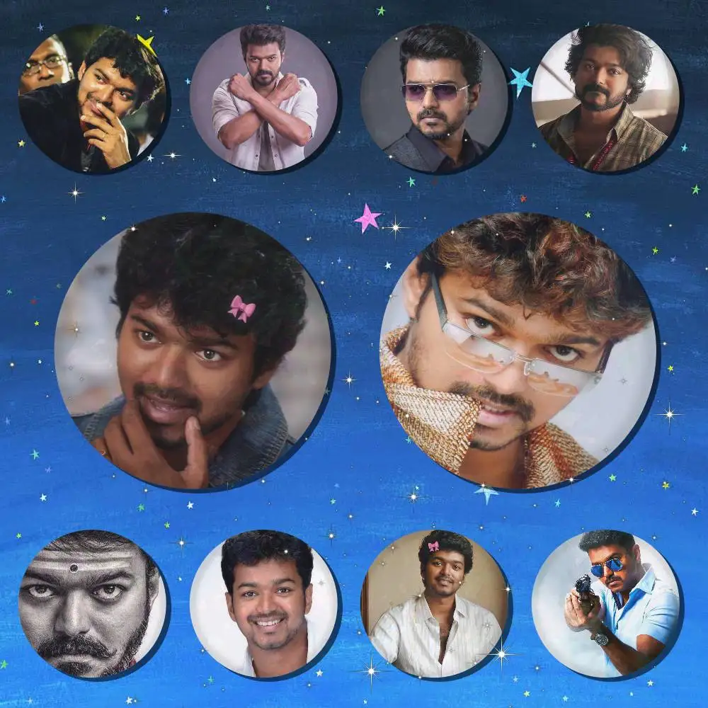 Thalapathy V-Vijay India Runde Snap-in Broschen Rockband Anstecknadeln Abzeichen Fan-Kollektion Accessoires Schmuck Handgemachte Geschenke