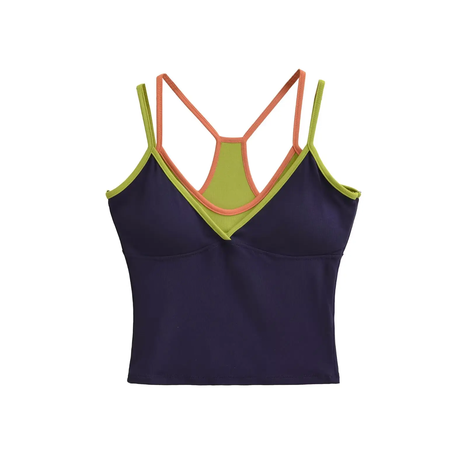 

Design Sensation Slim Fit Strap Vest Women's Outerwear Summer Sexy Ba Pad Chestl Svel Top V-ne ort Length