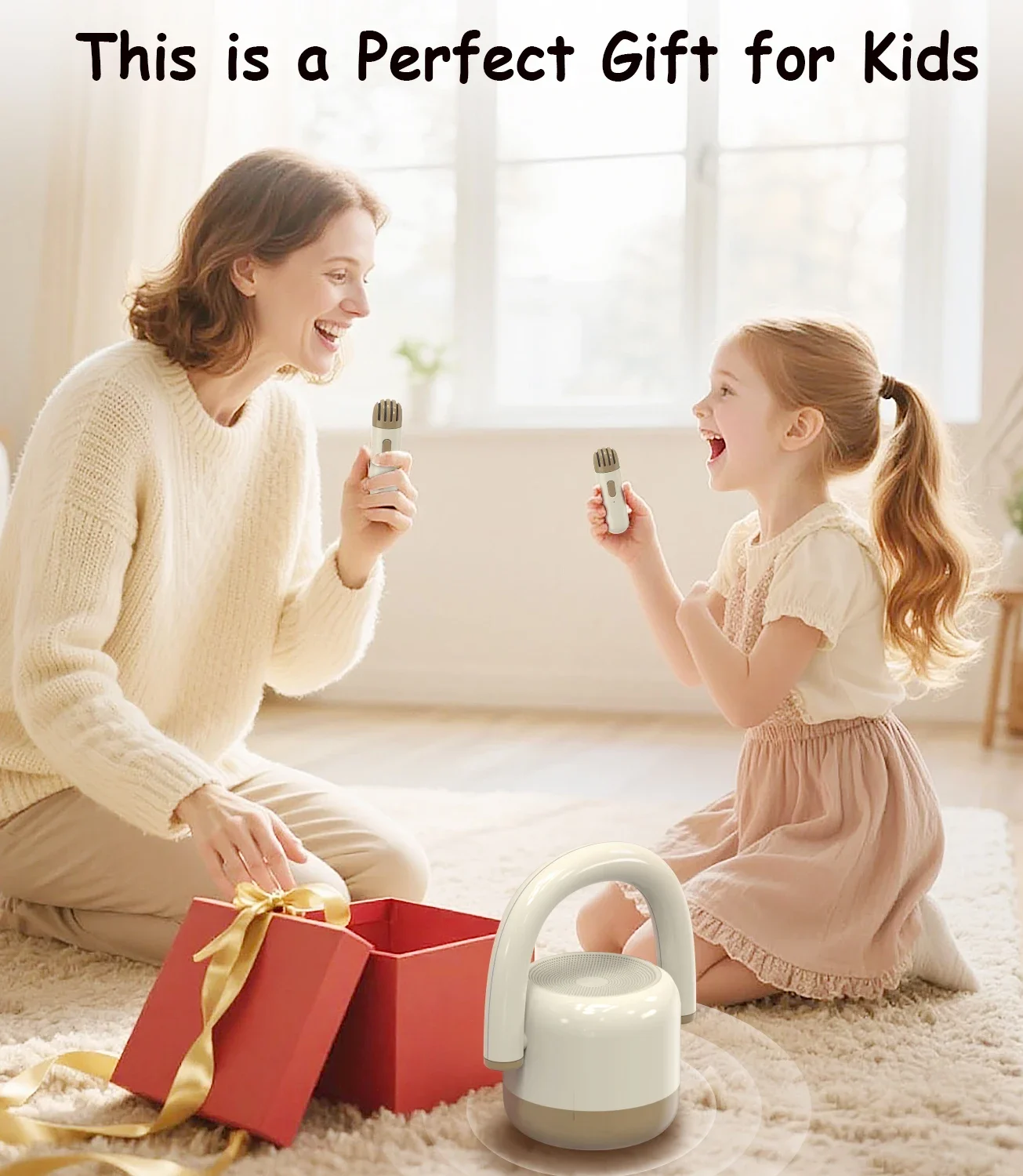 EWA A17 آلة كاريوكي صغيرة، بلوتوث 5.3 مكبر صوت كاريوكي مع 2 ميكروفونات لاسلكية، هدايا ألعاب عيد الميلاد لحفلات المنزل العائلي