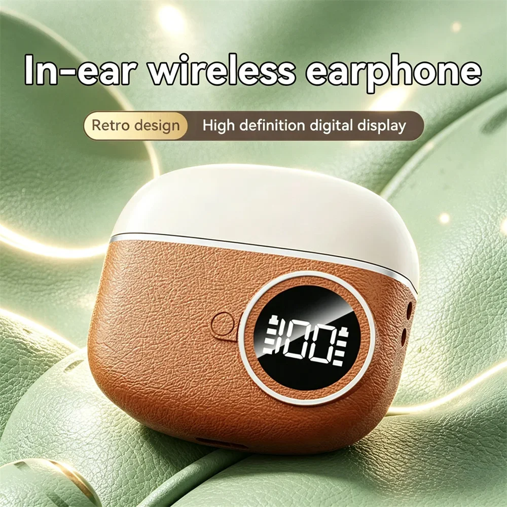 True Wireless In-Ear Earphones Stylish Simple Leather Long Battery Life Sports Earplugs Low-Delay TWS Bluetooth Fone Headphones
