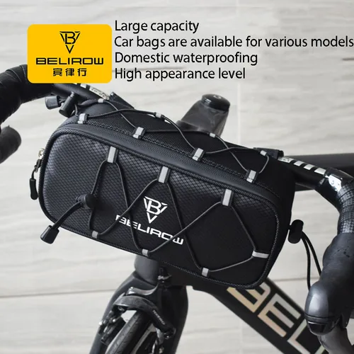 Imagen 2 del producto Bolsa para manillar de bicicleta de 2,1/4,3l, almacenamiento de gran capacidad, bolsa para tubo frontal, paquete de cesta, accesorios de ciclismo para bicicleta plegable MTB