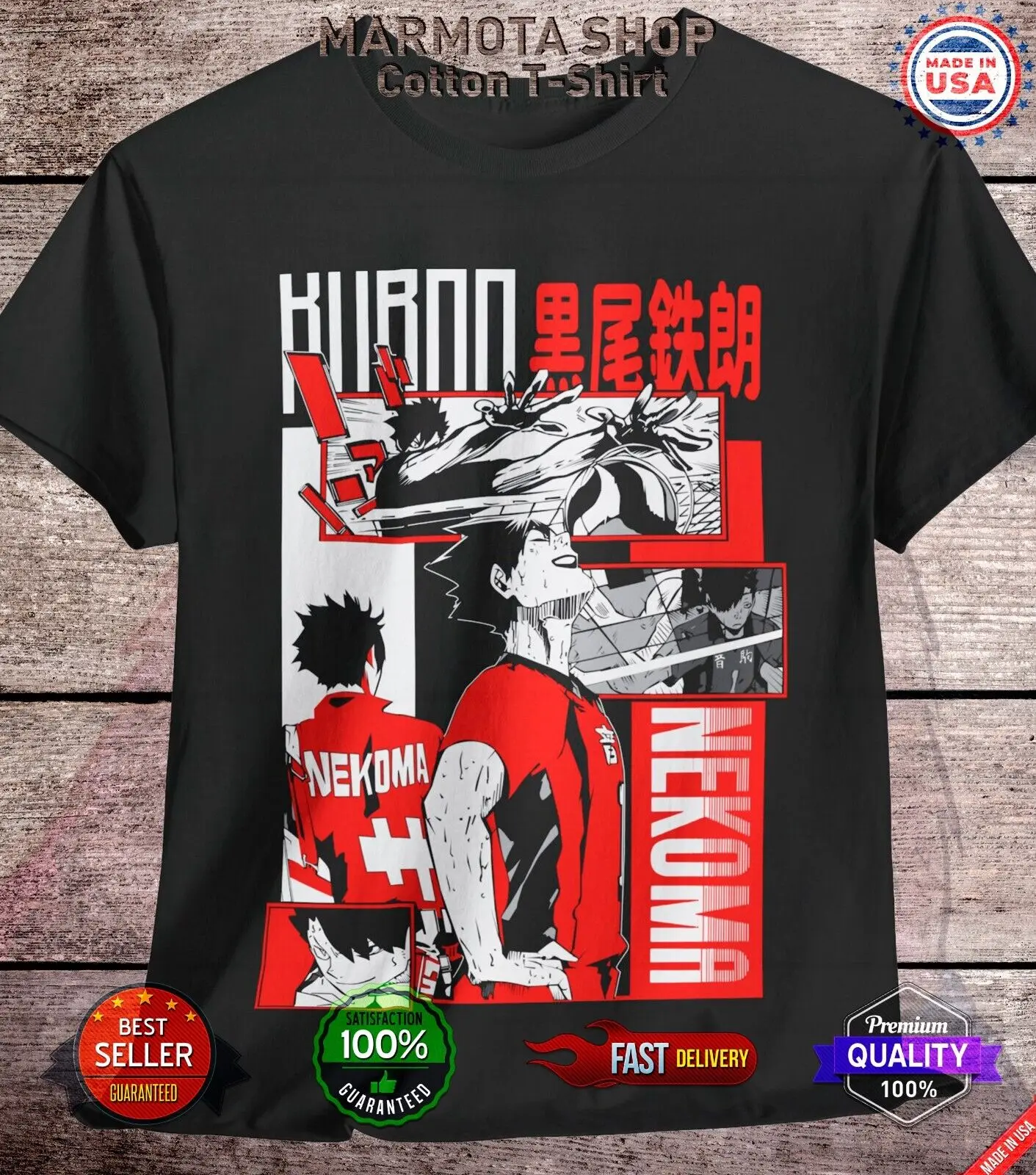 Kuroo Tetsuro Haikyuu T-Shirt Anime Japanese Tee Shirt Volleyball Nekoma Hinata