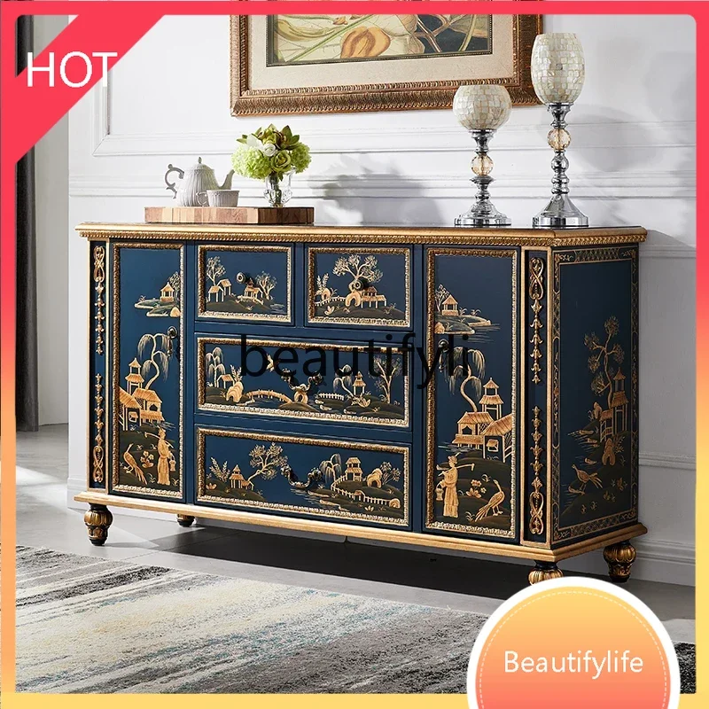 

A07 Home entrance cabinet, American living room storage, bedroom storage cabinet, light luxury solid wood decorative cabinet07A