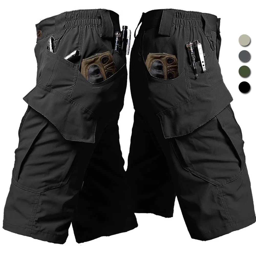 Elastic Quick-dry Cargo Shorts Men Summer Tactical Shorts Waterproof  Multi-Pocket Bermudas Workwear Outdoor Ultra Light