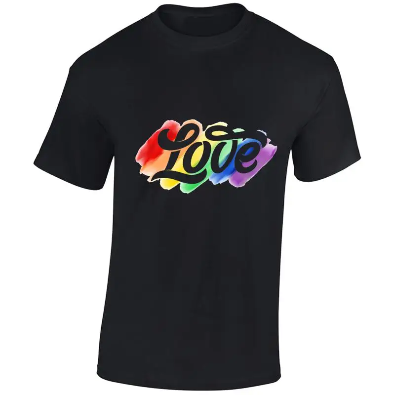 Camiseta para hombre LOVE TEXT PRIDE GAY PRIDE LESBIAN LGBTQ, camiseta de moda con bandera de arco iris