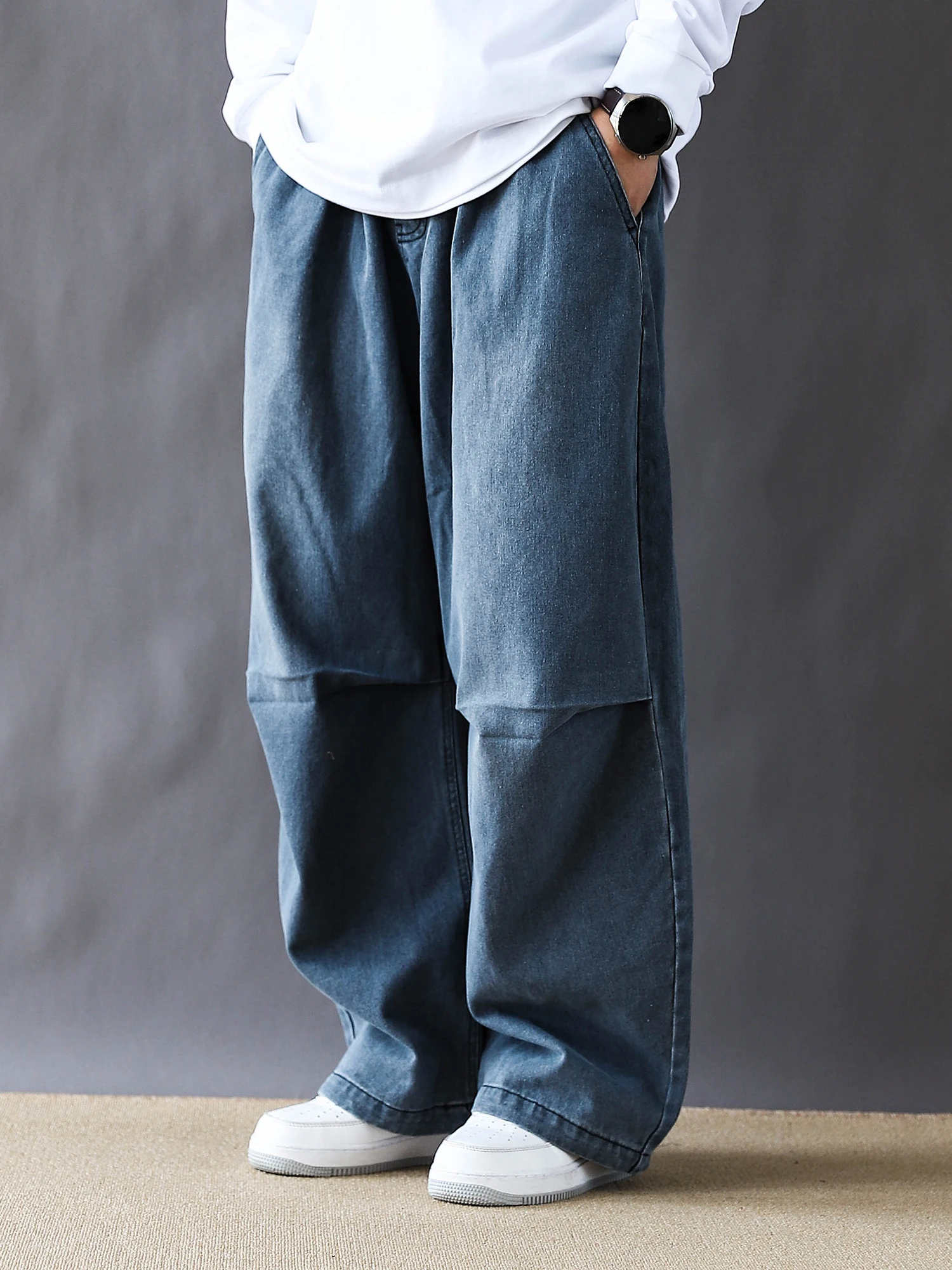 

Ретро-джинсы унисекс в американском стиле, свободного прямого кроя, синие, широкие брюки в стиле High Street, повседневные, с высокой талией