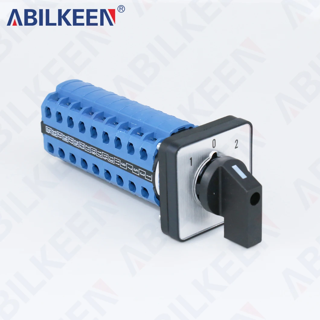 ABILKEEN 1-0-2 Three Position 440V 20A Load Power Conversion Rotary Switch 9Section 36Pin Terminal Rotary Knob CAM Switch