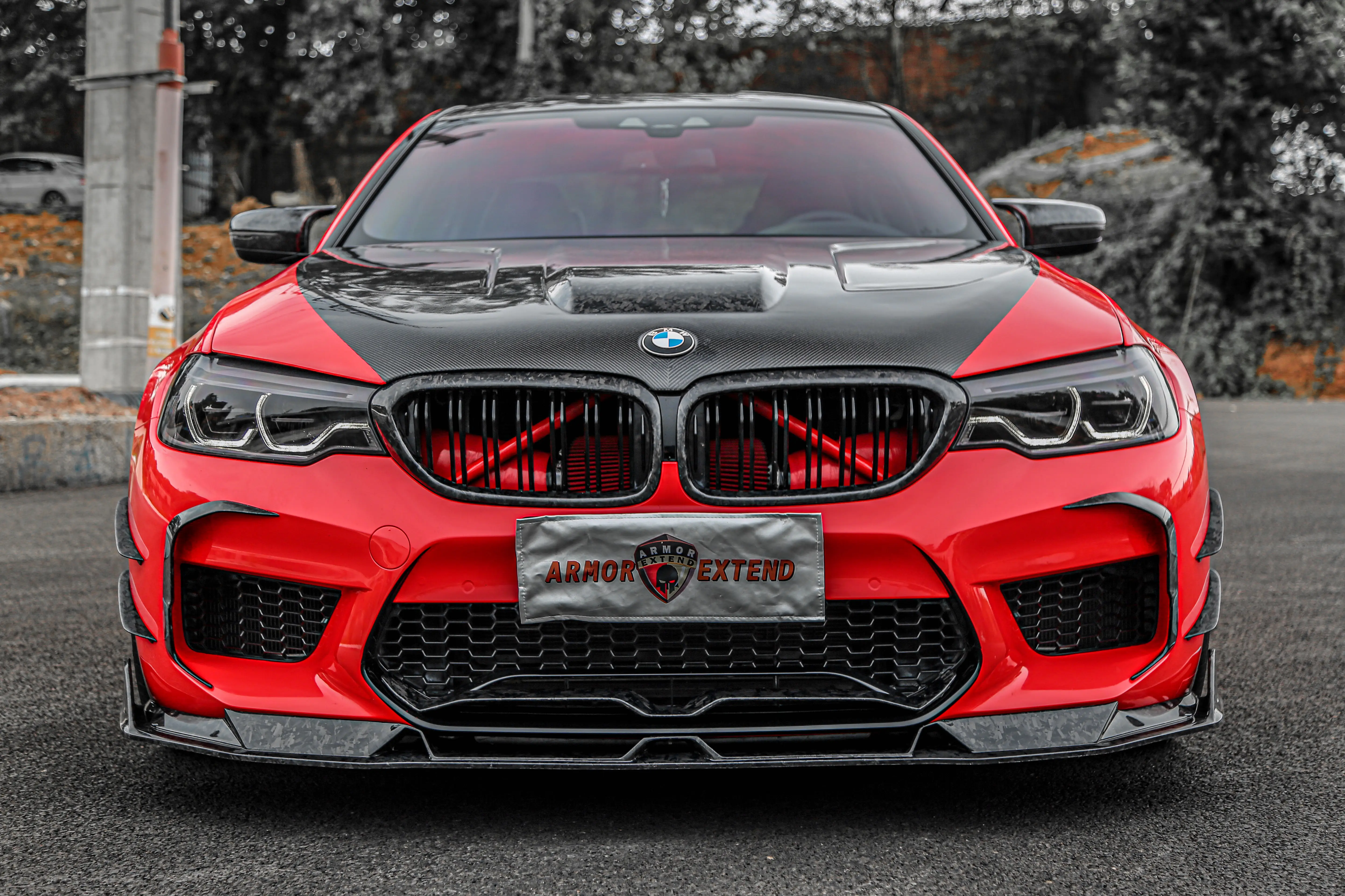 Carbon Fiber  AE Style Forged Carbon Front Lip Splitter For BMW F90 M5 Lci Pre Lci Front Bumper Lip