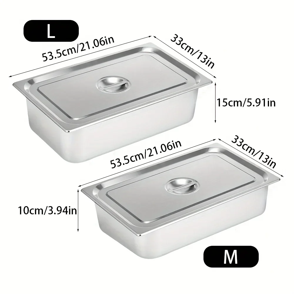 Large Stainless Steel Hotel Pots, Self-Serve Trays with Lids, Durable and Easy to Clean, Ideal for Cafes, Restaurants, Home Use