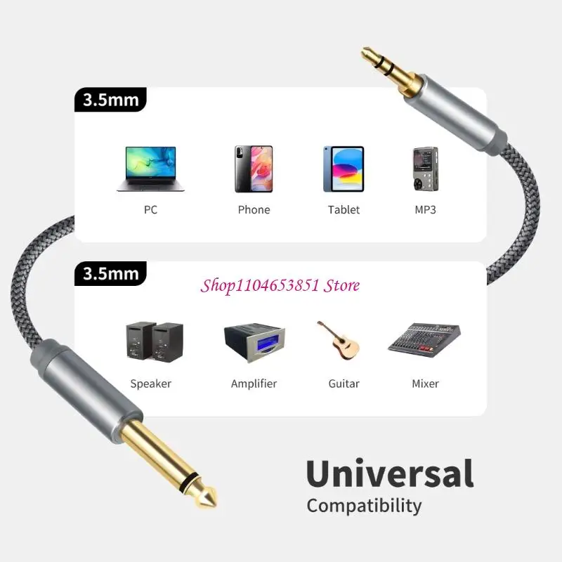 Heavy Duty Braided 1/4Inch To 1/8Inch TRS Auditory Cable For Stage Performances And Music Production