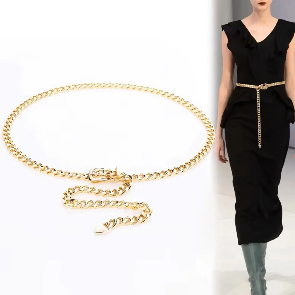 Proste metalowe paski łańcuszkowe z długimi frędzlami, paski do sukienek, gorsetowe paski do sukienek, paski do jeansów.