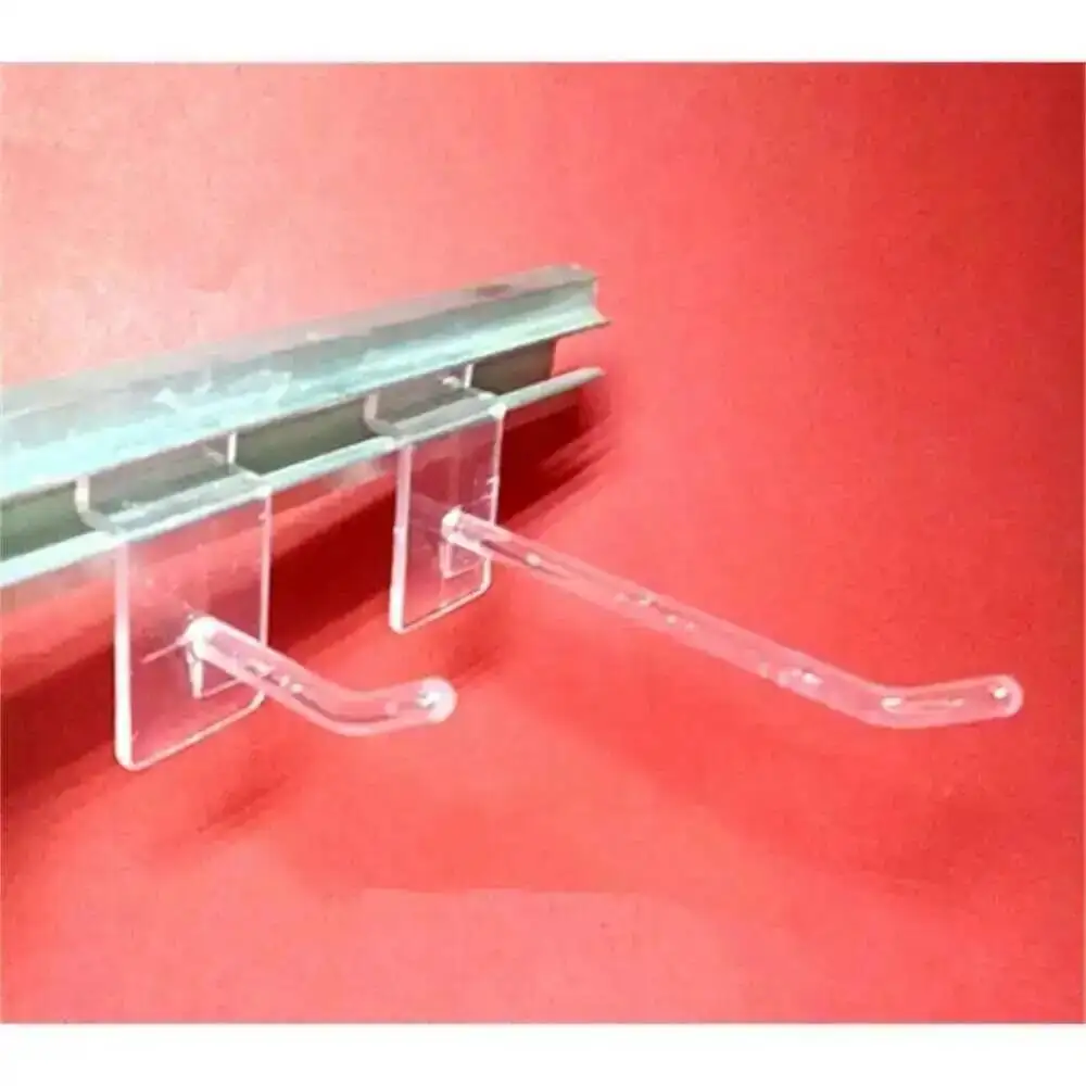 100 Stück transparente Kunststoff-Schlitzplatten mit Aufhängehaken, L10 cm, für die Aufbewahrung von Waren, Präsentationsregal, Regal, Möbelzubehör – Detail 1
