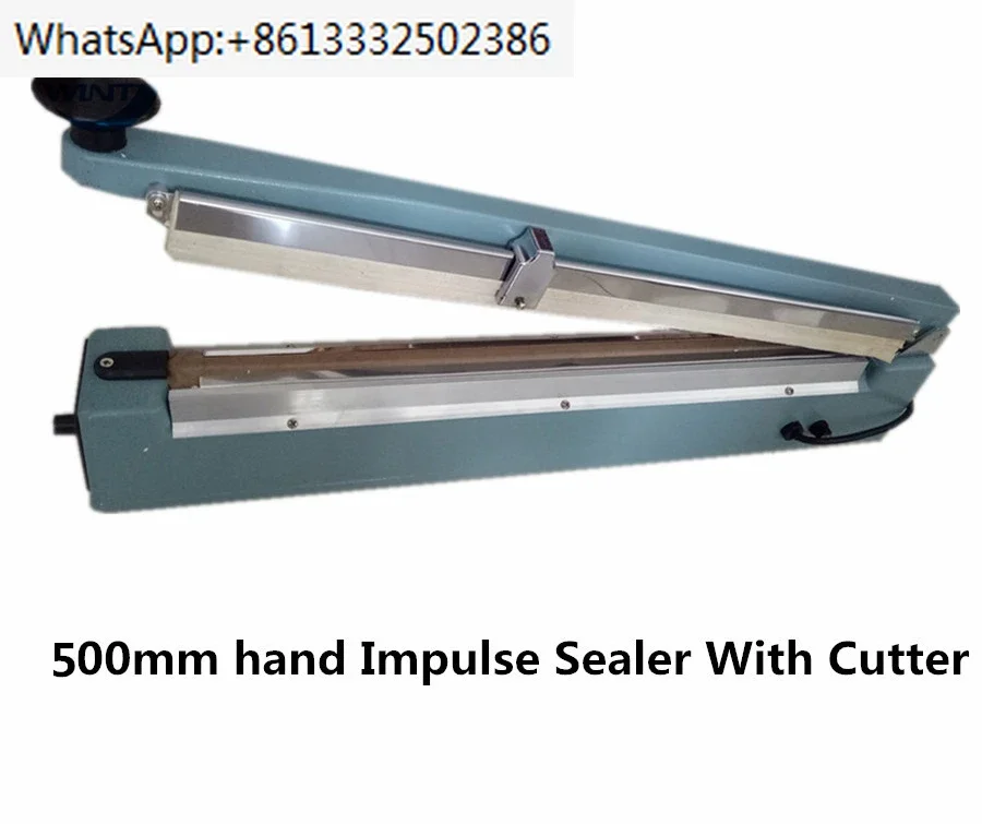 

KS-500MM Hand Impulse Sealer With Cutter Handheld Heat Impulse Manual sealing machine Aluminum body