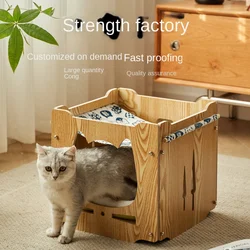 Cat Nest Multi-layer Hammock Cat Villa Cat CabinetCat House ClosedCat Bed Wooden Pet Nest