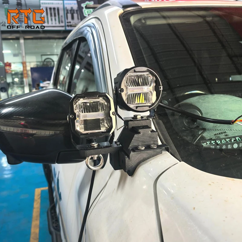 RTG Car Light Base Holder for 2014-2021 Nissan Navara Spotlight Bracket Hood Light Stand Hood Light Mount