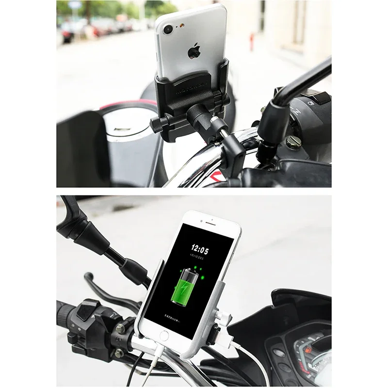 Motorcycle Cell Phone Holder Mount Stand Charger Support Mobile Telephone for 4 - 6inch PHONE Honda Suzuki Yamaha Kawasaki