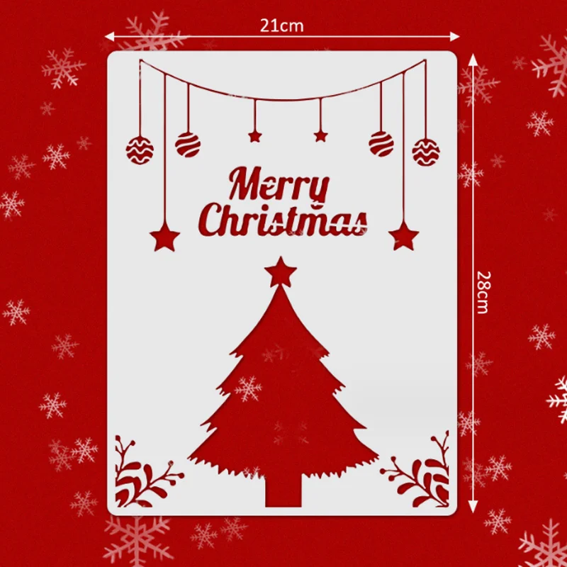 28*21cm Christmas Tree Stencils DIY Layering Wall Scrapbooking Coloring Embossing Decoration Graffiti Painting Template Reusable