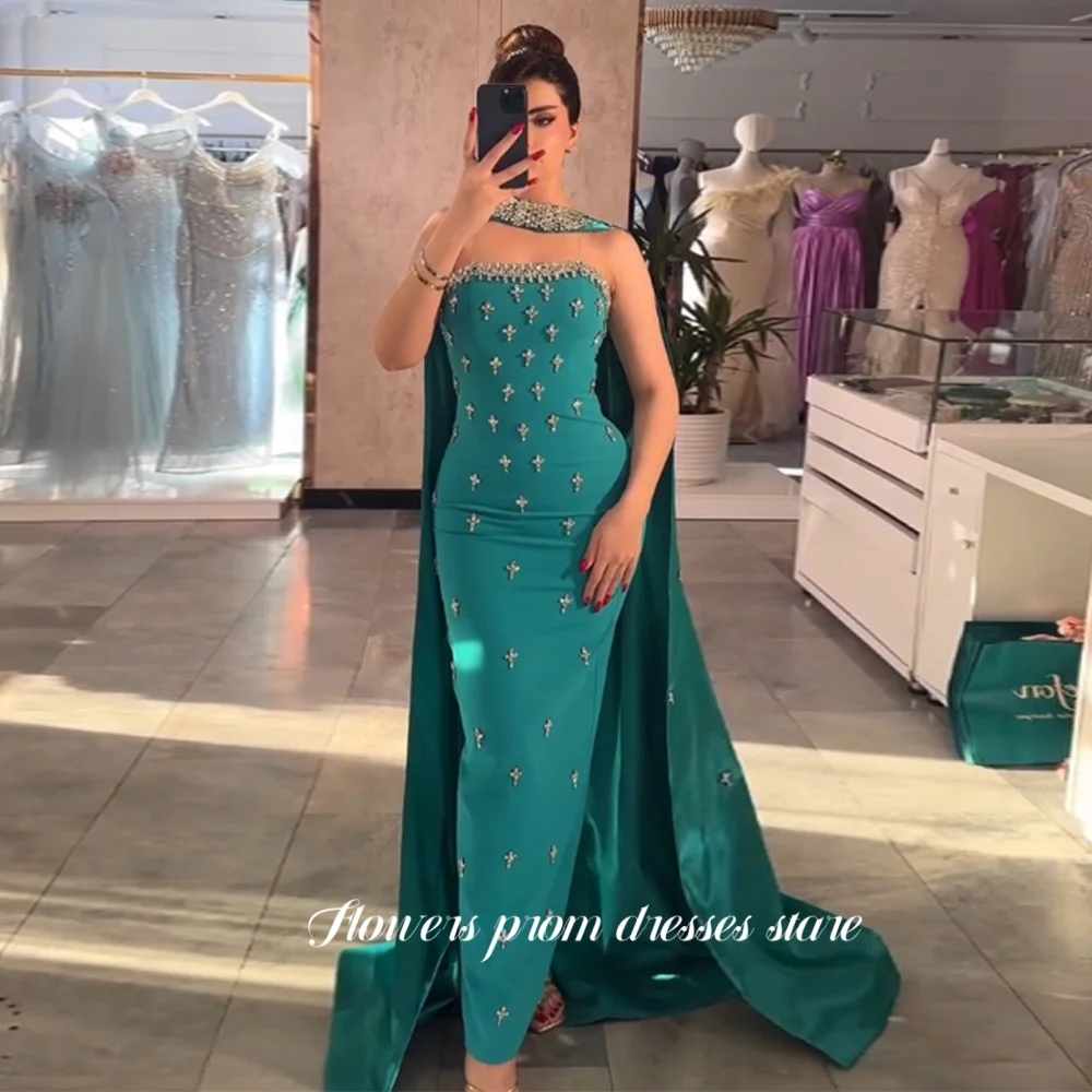 

Flowers Mermaid Party Dress Crytal Stone Evening Dress Formal Celebrity Gala Vestido De Novia فستان سهرة Arabic Women Customized