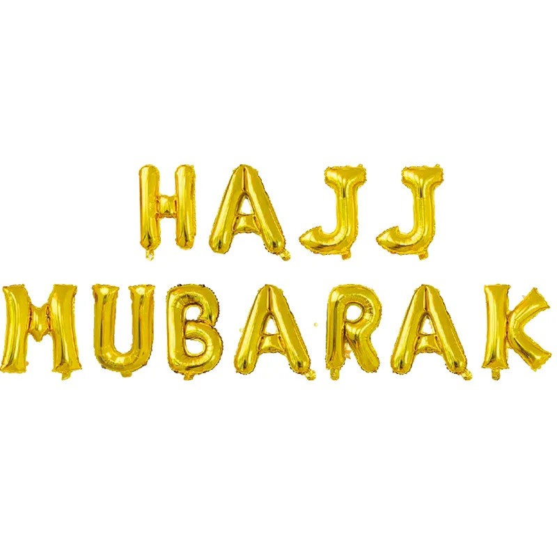 16inch umra hHAJJ Mubarak Foil Balloons  Ramadan Decoration kareen Party Balloons for eid Mubarak Muslim Decoration Supplies