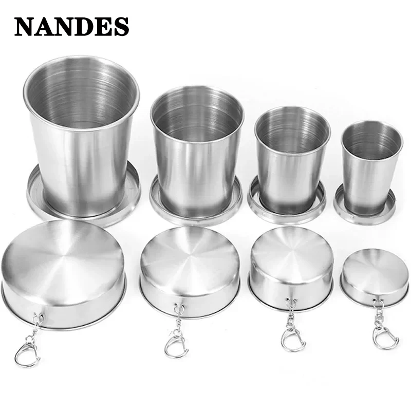 75/150/250/450ml Stainless Steel Folding Cup Ourdoor Foldable Drinkware Gargle Cup Portable Outdoor Travel Camp Telescopic Cup