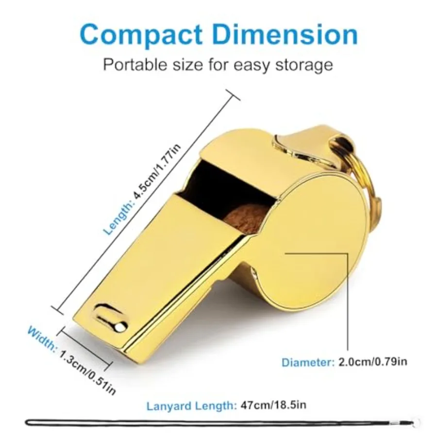 صفارة ذهبية مع حبل بصوت عالٍ وهش من الفولاذ المقاوم للصدأ، صفارة رياضية متينة، صفارات مدرب الحكم للقدم #2