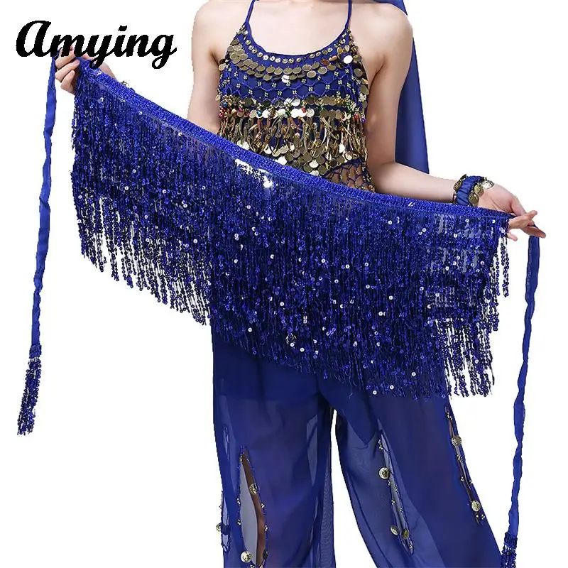 

Belly Dance Hip Wrap Skirt Women Party Show Practice Performance Costume Waist Chain Girls Indiandance Sequin Tassel Hip Scarf