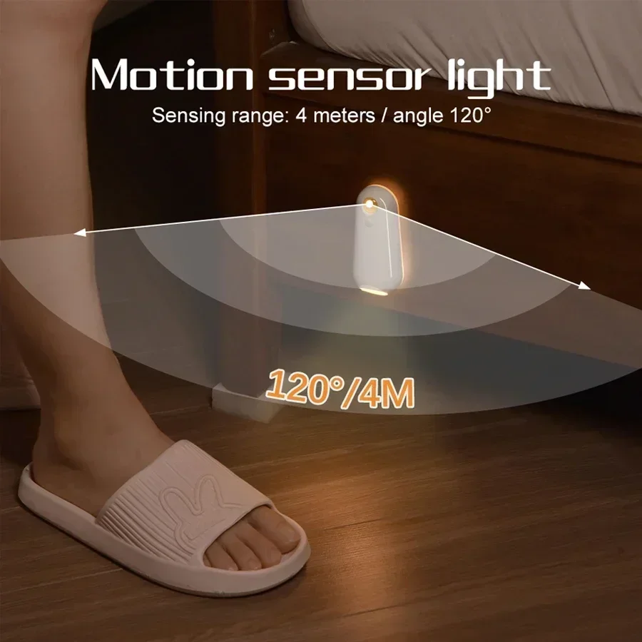 Lámpara de inodoro con Sensor de movimiento, luz de fondo LED recargable de 8 colores, luz nocturna para dormitorio, pasillo, escaleras, baño, luz