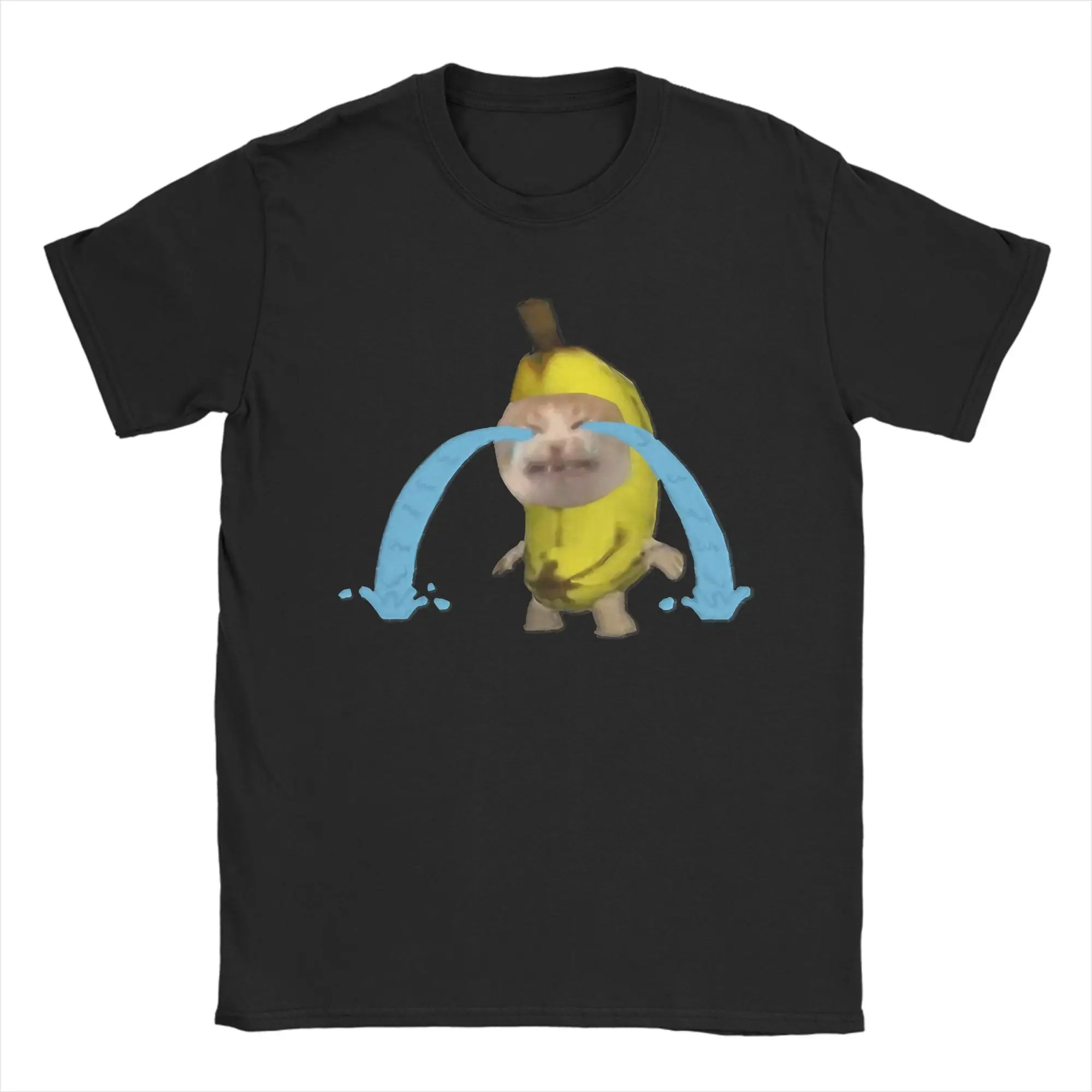 Streetwear Banana Cat Crying Meme T Shirt For Men Women Cotton Short Sleeve  Round Neck Summer Top Tee
