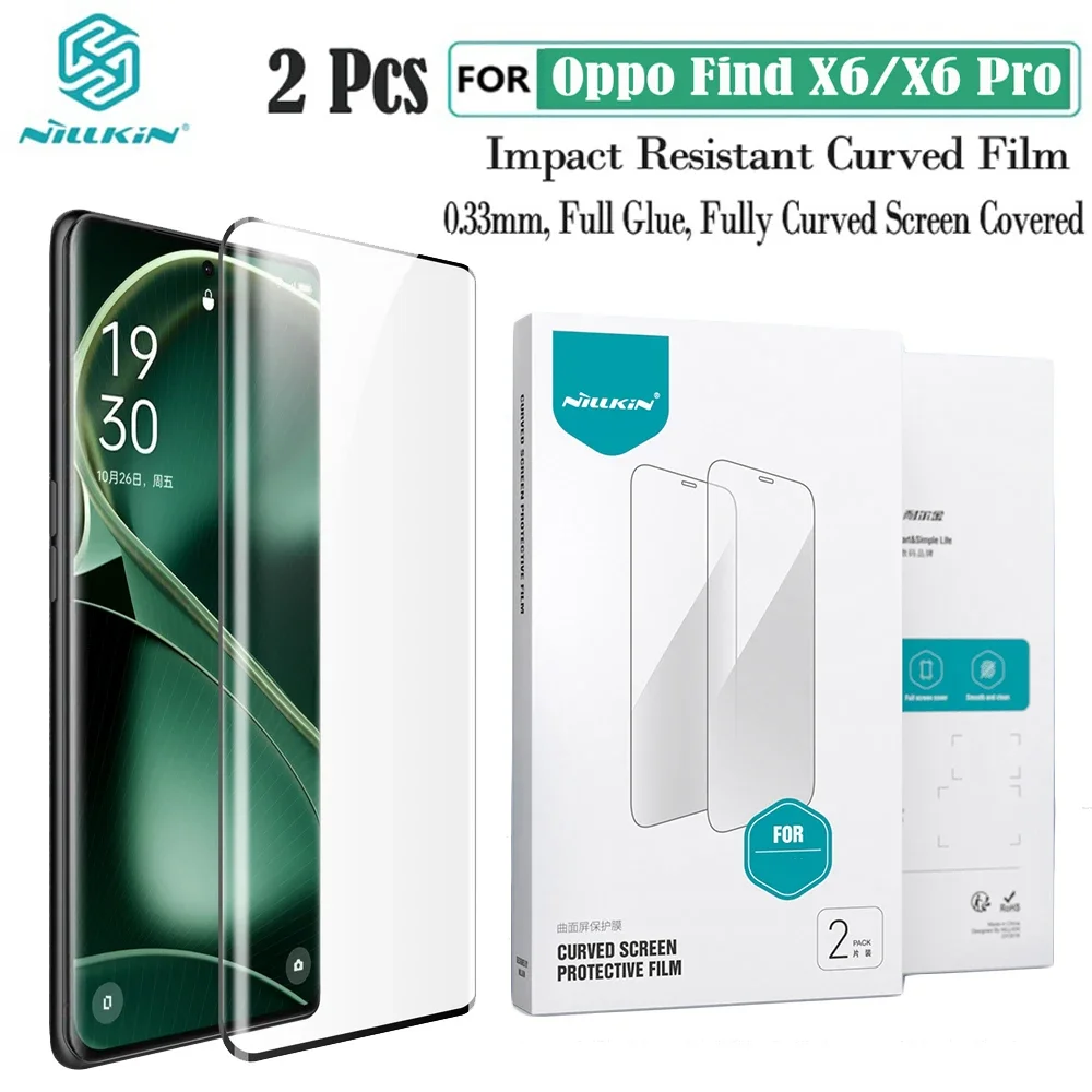 

2Pcs For Oppo Find X6 Pro Soft Film For Curved Screen Nillkin Impact Resistant Curved Film Screen Protector For Find X6 Sticker