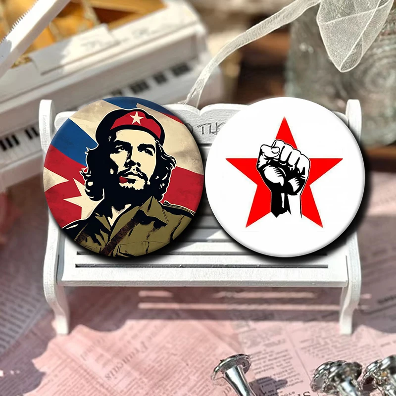 58mm C-Che G-Guevara Freedom Badges Round Exquisite Badge Brooches Creative Pins for Clothes Hat Backpack Gift Accessories