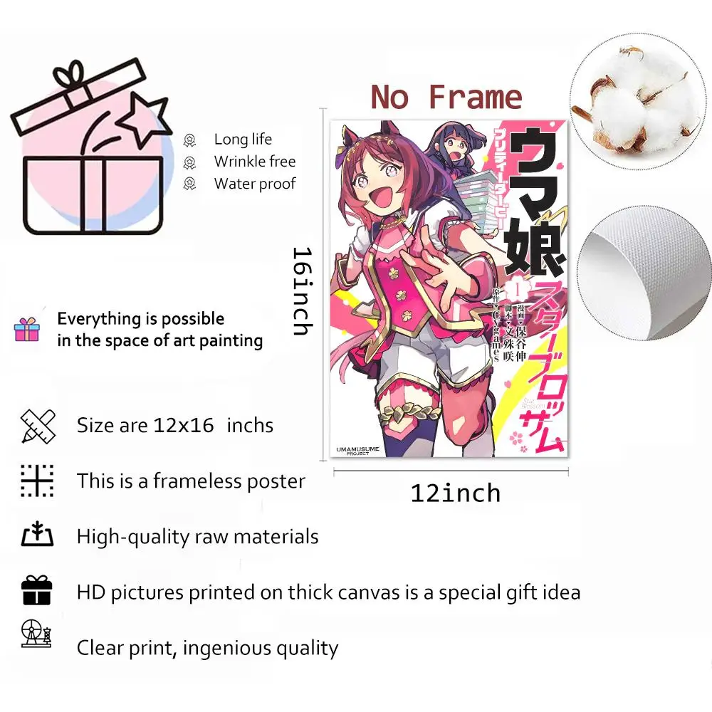 Anime Competitive Sports Umamusume Pretty Derby Painting Calligraphy Canvas Print Wall Mural for Living Room Home Decor & Gifts