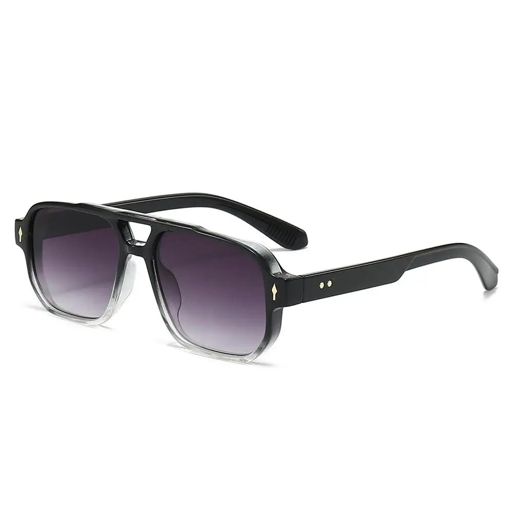 

Casual Retro Men's Sunglasses Double Bridge UV400 Protection Rivets Sun Glasses Square Designer Pilots Shades for Women Men