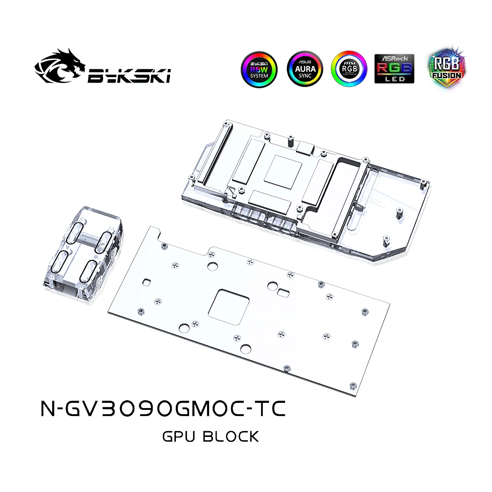 Bykski Dual Side Liquid Cooling GPU Block for  GIGA RTX3080 3090 GAMING OC N-GV3090GMOC-TC