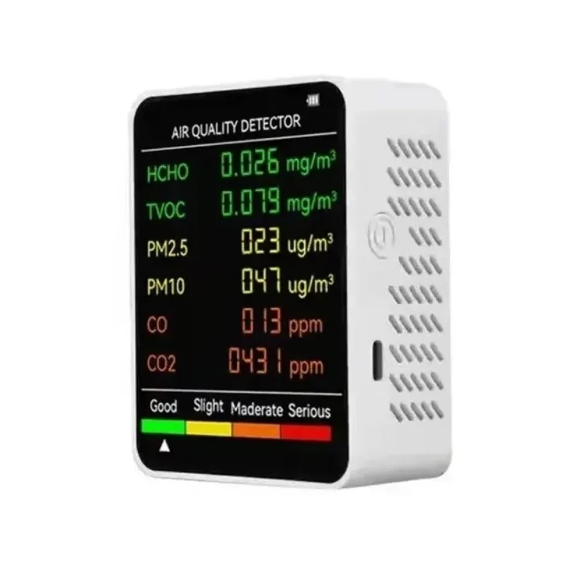 

6 In 1 Air Quality Monitor Multifunctional Automatic Display Indoor Office Wall Hanging Screen Display Air Detector