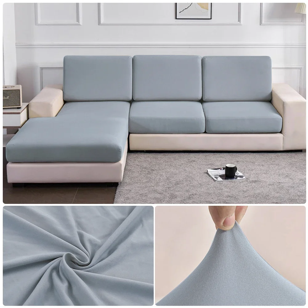 Plain Sofa Seat Cushion Covers Elastic Protector Covers Pets Kids Spandex Washable Living Room Sofas Cushion Case Chaise Lounge