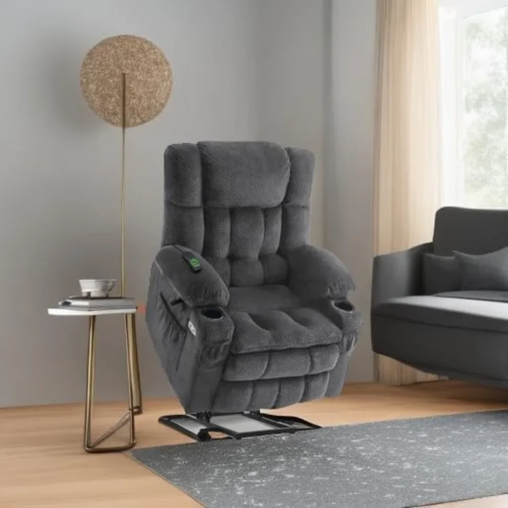 Dual Motor Power Lift Recliner Chair with Massage and Heat for Elderly People, Infinite Position, USB Ports, Christmas Gift