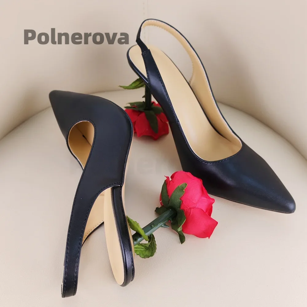 Rose Flower Heels Women's Sandals Novelty Genuine Leather Slingbacks Sexy Cover Pointed Toe Dress Wedding Shoes Black Red Pumps