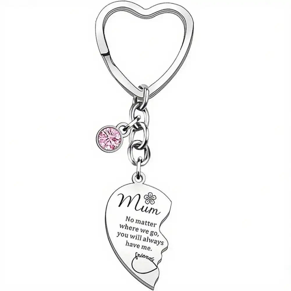 Durable Stainless Steel Heart Keychain Set, Inspirational Quote for Mom and Daughter, Thoughtful Gift for Mother