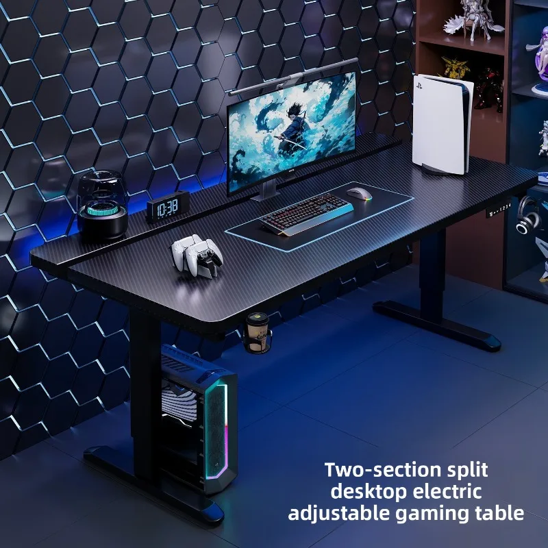 Gaming Desk Desktop Computer Desk Height Adjustable Carbon Fiber Surface Power Strip Robot Arm Mount Desk Table White Desk